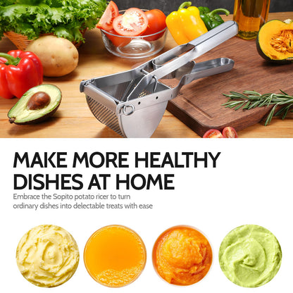 Potato Ricer, Sopito Stainless Steel Potato Masher for Commercial and Home Use