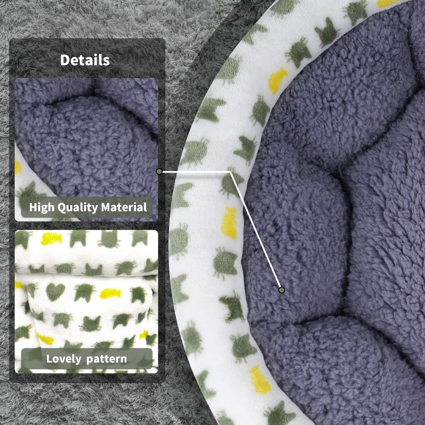 AIWIKIDE Super Soft Small Dog & Cat Bed, Anti-Anxiety Puppy Cuddler, Cozy Round Fluffy Plush Pet Bed, Machine Washable Faux Fur Donut Cuddler, Grey