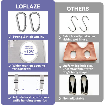 Loflaze Dog Grooming Hammock Harness for Dogs & Cats with Pet Nail Clipper Trimmer - Cat Hanger Sling for Trimming Clipping Nails- Dog Hammock Restraint Bag for Small Medium Large pet （ Grey S ）