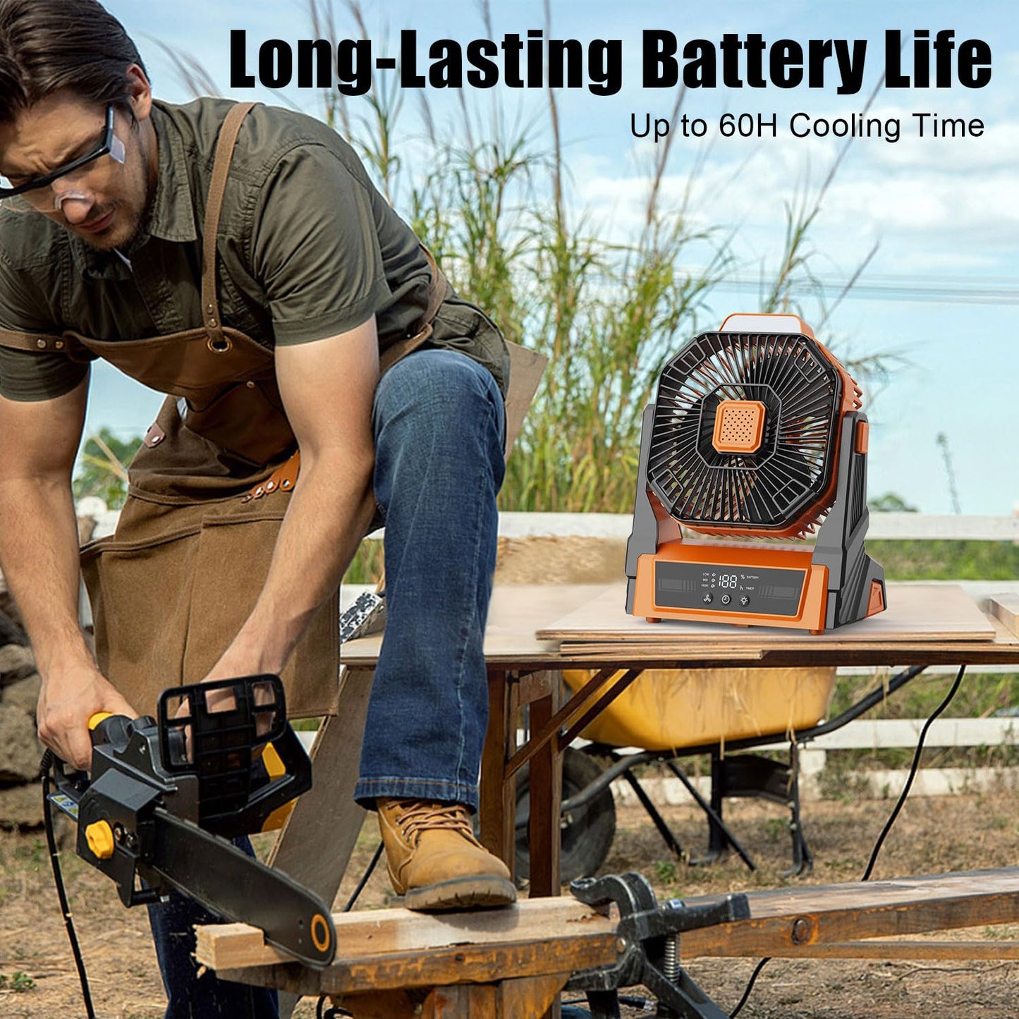 Instern Portable Fan Rechargeable, 20000mAh Battery Powered Desk Fan with LED Lantern, Battery Operated Personal Tent Fans for Camping, Travel, Home, Bedroom, Jobsite, Beach Vacation Essentials