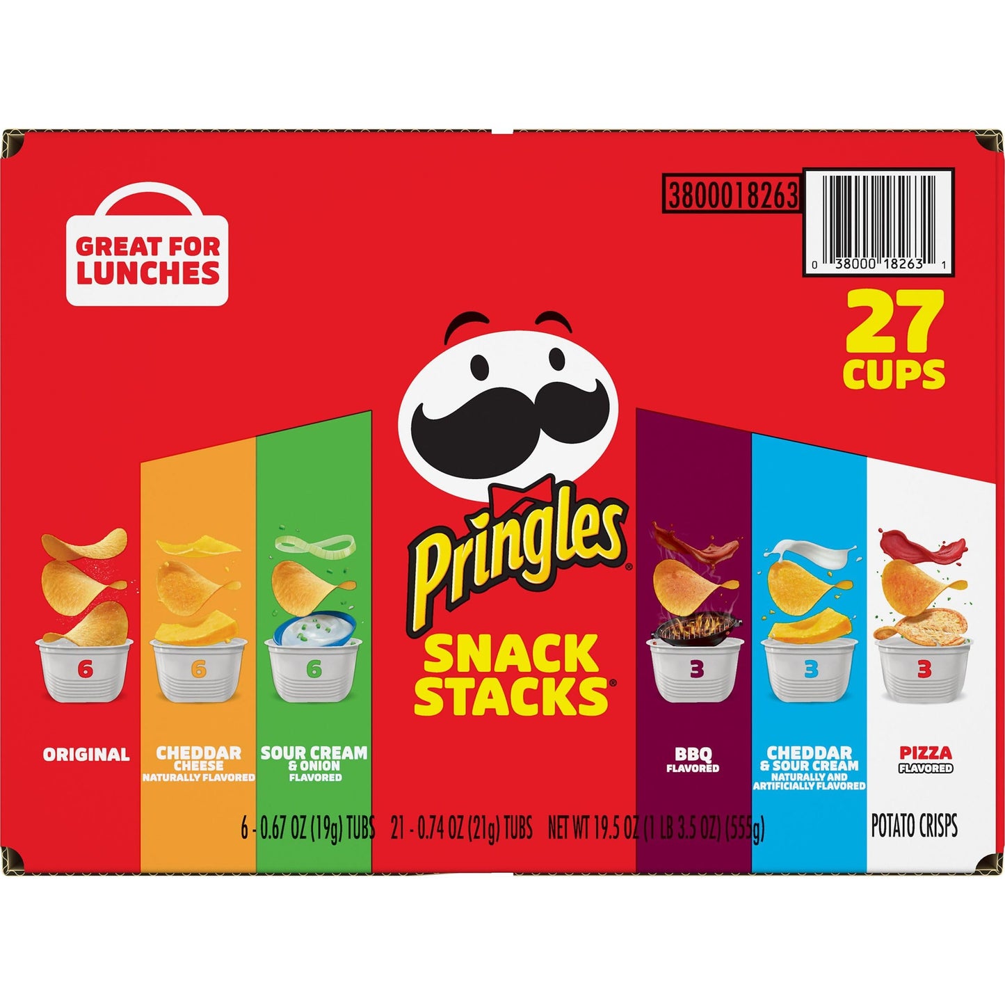 Pringles Potato Crisps Chips, Snack Stacks, Lunch Snacks, Office and Kids Snacks, Variety Pack (27 Cups)