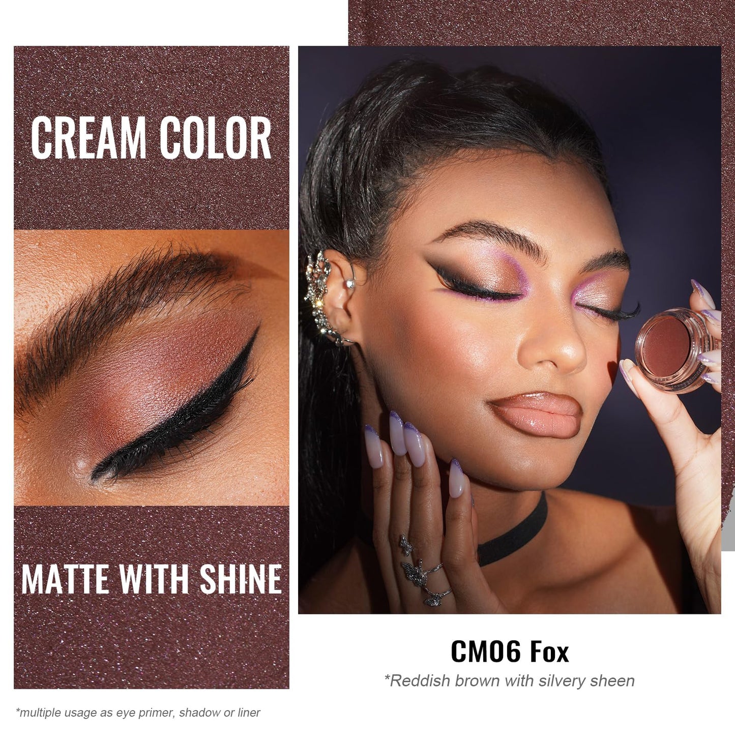 Oulac Matte Eyeshadow 3-in-1 Eyeshadow Eye Primer&Eyeliner Highly Pigmented Waterproof Smudge-proof Long Lasting Wear Smooth&Blendable Formula for Natural Look,Vegan & Cruelty-Free,CM06