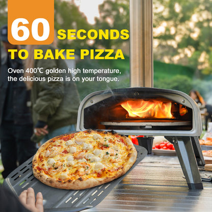 Outdoor Pizza Oven aidpiza 12" Wood Pellet Pizza Ovens With Rotatable Round Pizza Stone Portable Wood Fired with Built-in Thermometer Pizza Stove for Outside Backyard Camping Picnics