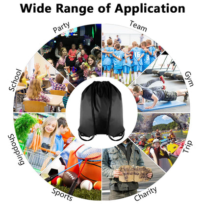 GoodtoU Nylon Backpacks - Drawstring Bags for Sport, Traveling, Team (Black, 128Pcs)