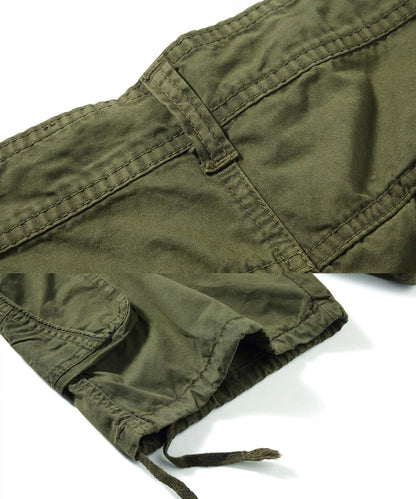 FOURSTEEDS Women's Mid Rise Distressed Twill Cotton Multi-Pocket Outdoor Sport Working Hiking Camping Hunting Bermuda Shorts Army Green US 10