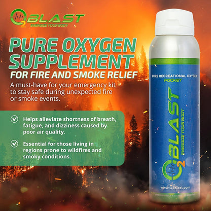 O2 Blast - Pure Oxygen Supplement - Filled with 99.99% Pure Oxygen to Support Fast Recovery, Increase Stamina & Enhance Focus for High Altitude and Action Sports, 4L Portable Can Flip-Top Cap, 3-Pack