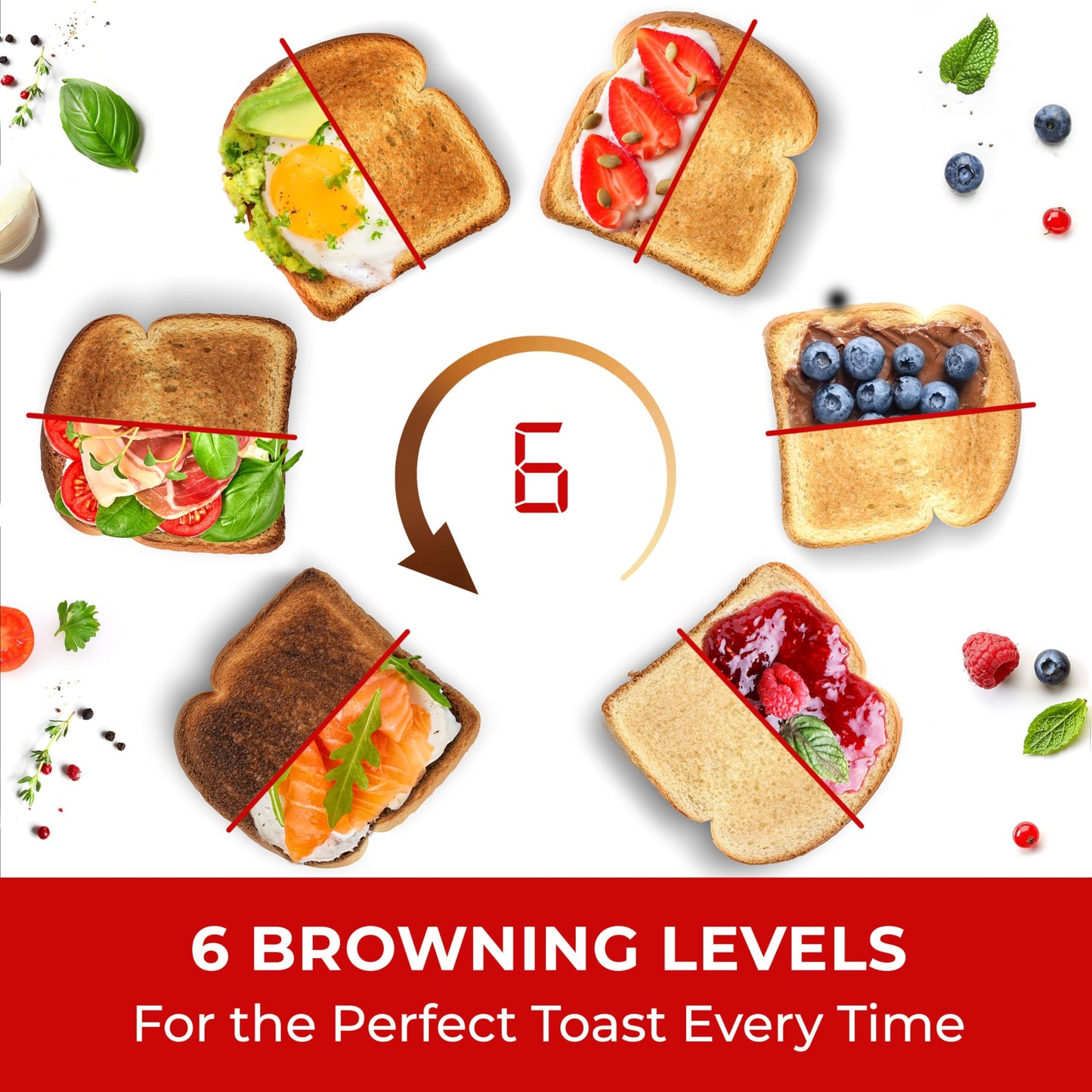 Mueller UltraToast Full Stainless Steel Toaster 4 Slice, Long Extra-Wide Slots for Bagels and Waffles, 6 Browning Levels, LED Display, Cancel/Defrost/Reheat Functions & Removable Tray, Kitchen Gadgets