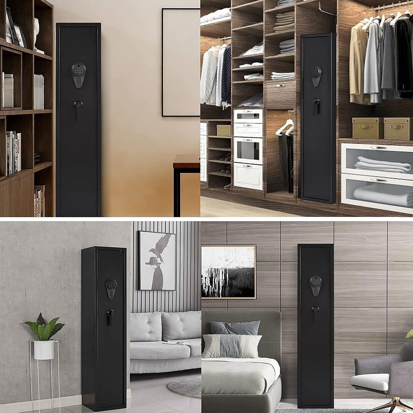 KAER 4-5 Gun Safes,Gun Safe for Rifles and Pistols,Shotgun Rifle Safe,Gun Safes for Rifle and Shotguns,Long Gun Cabinets with Fingerprint/Digital Keypad/Removable Shelf for Rifles Safes