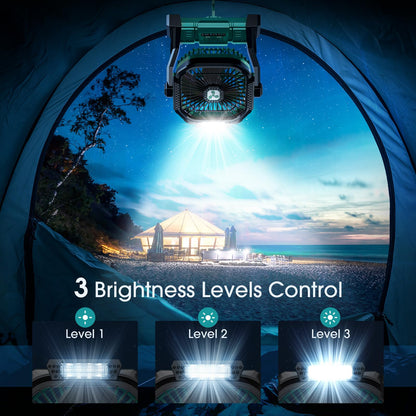 Portable Fan Rechargeable, 20000mAh Cordless Battery Powered Fan with LED Lantern, USB C Battery Operated for Travel Bedroom Home Camping Tent Office Beach Desk Fishing Table