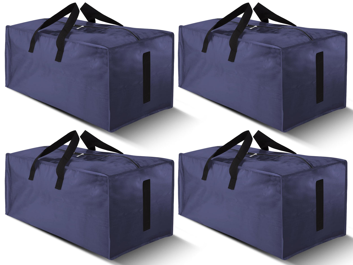 HOMESURE 4 Pack Large Strong Moving Bags with Zippers & Carrying Handles - Water-Resistant - Heavy Duty Storage Tote for Space Saving, Fold Flat, Alternative to Moving Box (Blue)