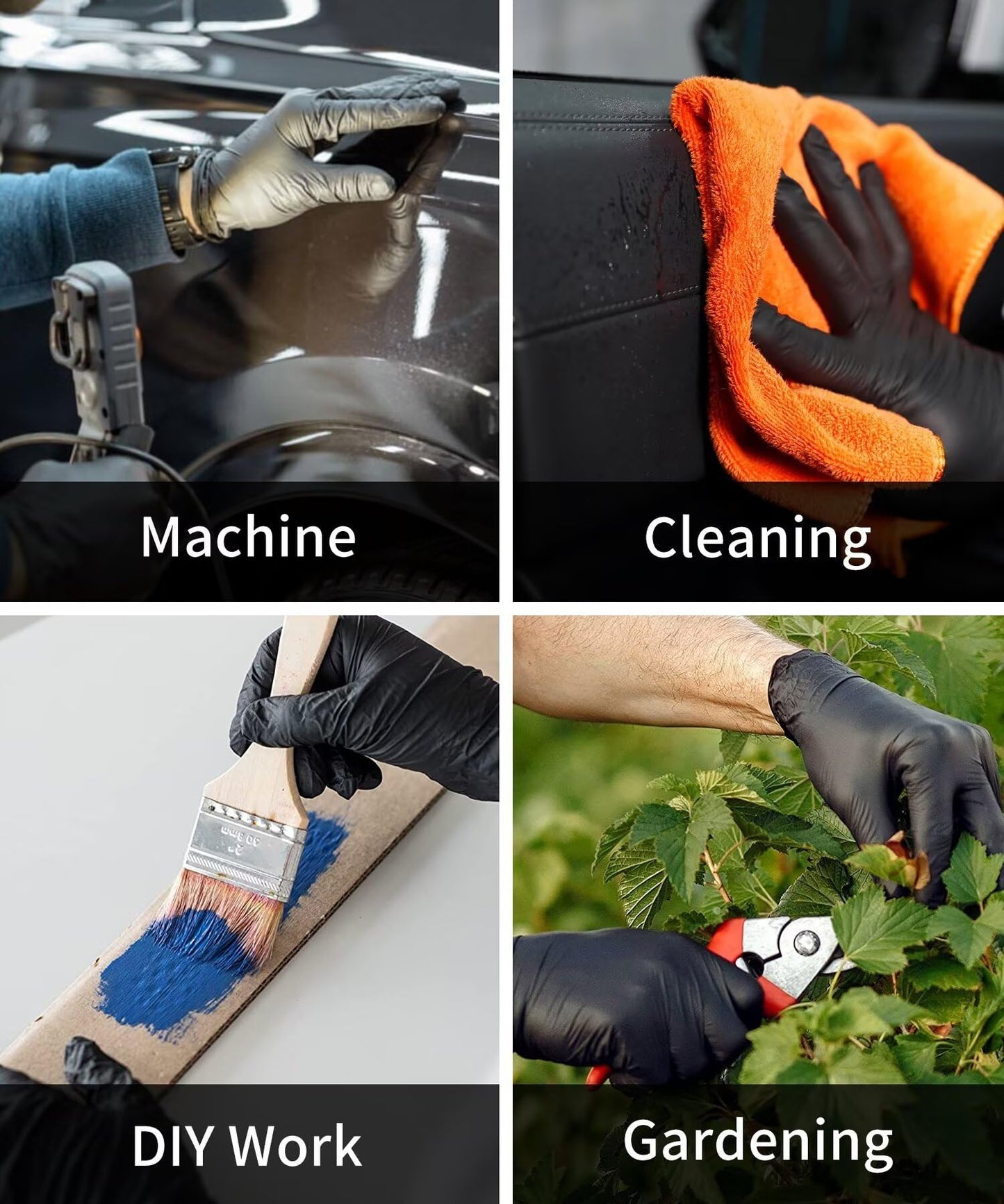 NEOTRIL 4-Mil Black Nitrile Disposable Gloves with Textured Grip, Latex Free & Powder Free, Chemical Resistant Rubber Gloves for Household Cleaning Kitchen Cooking 50Pcs Size/L