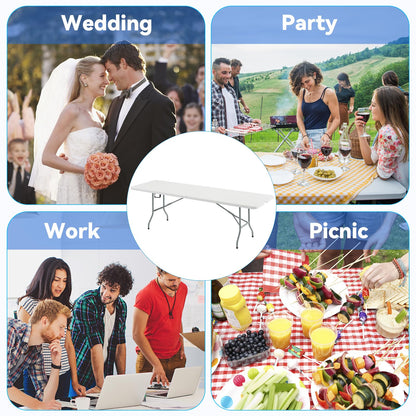 Nazhura 4 Foot Foldable/Folding Table Heavy Duty, Durable and Portable for Dining Picnic and Party