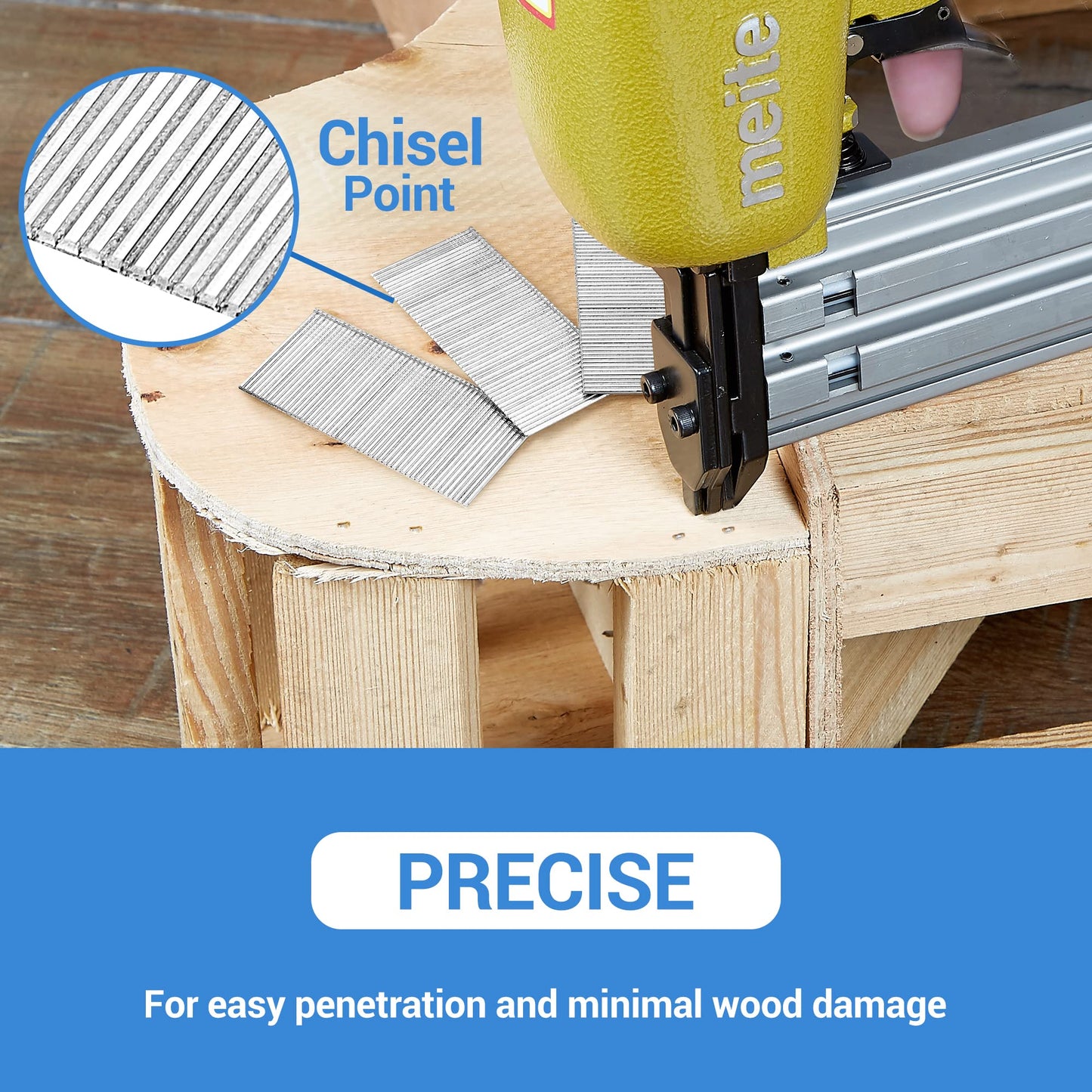 meite 16 Gauge Finish Nails, 2-Inch Galvanized 16GA Finish Nails, Small Straight Finishing Nail, Ideal for Woodworking, Upholstery, and Framing Projects (2,500 Counts)