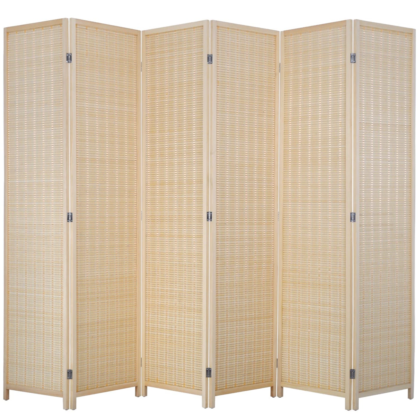 FDW Room Divider Bamboo Room Divider Wall Folding Privacy Wall Divider Wood Screen for Home Bedroom Living Room (6 Panel, Natural)