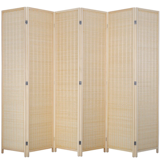 FDW Room Divider Bamboo Room Divider Wall Folding Privacy Wall Divider Wood Screen for Home Bedroom Living Room (6 Panel, Natural)