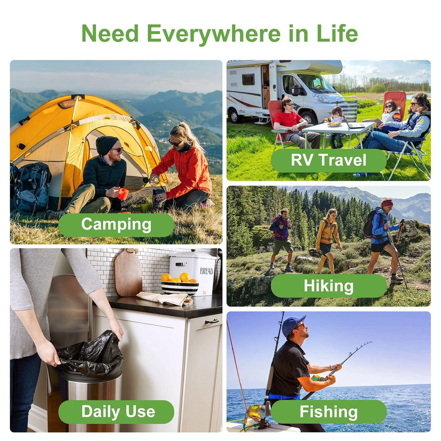 Portable Toilet Bags - LITFP 50 Count Biodegradable Waste, 8 Gallon Porta Potty, Thickened Compostable Camping Toilet Bags for Portable Potty Bucket Camping Adults Car Travel