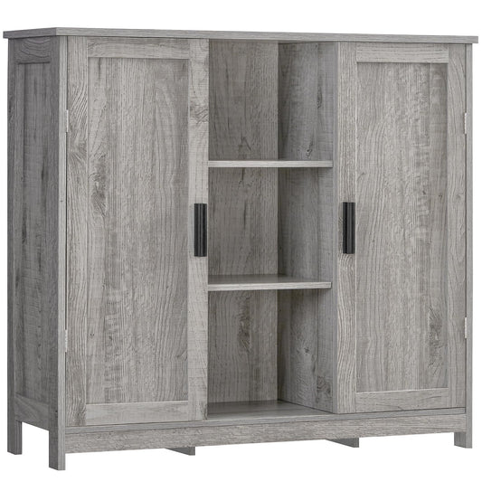 Iwell Storage Cabinet with 2 Doors and 4 Adjustable Shelves, Buffet Cabinet with Storage, Floor Cabinet for Living Room, Entryway, Kitchen, Rustic Gray