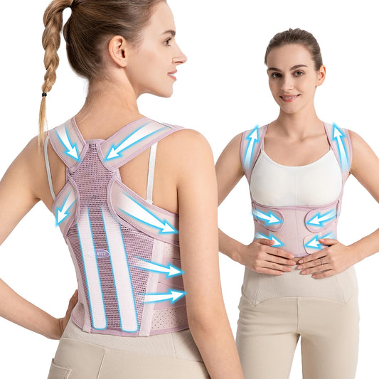 NLNYCT Posture Corrector for Women – 2-in-1 Back Brace with Shoulder Support, Adjustable Full Back Straightener for Upper & Lower Back Pain Relief, Hunchback, Scoliosis & Spine Alignment (L)