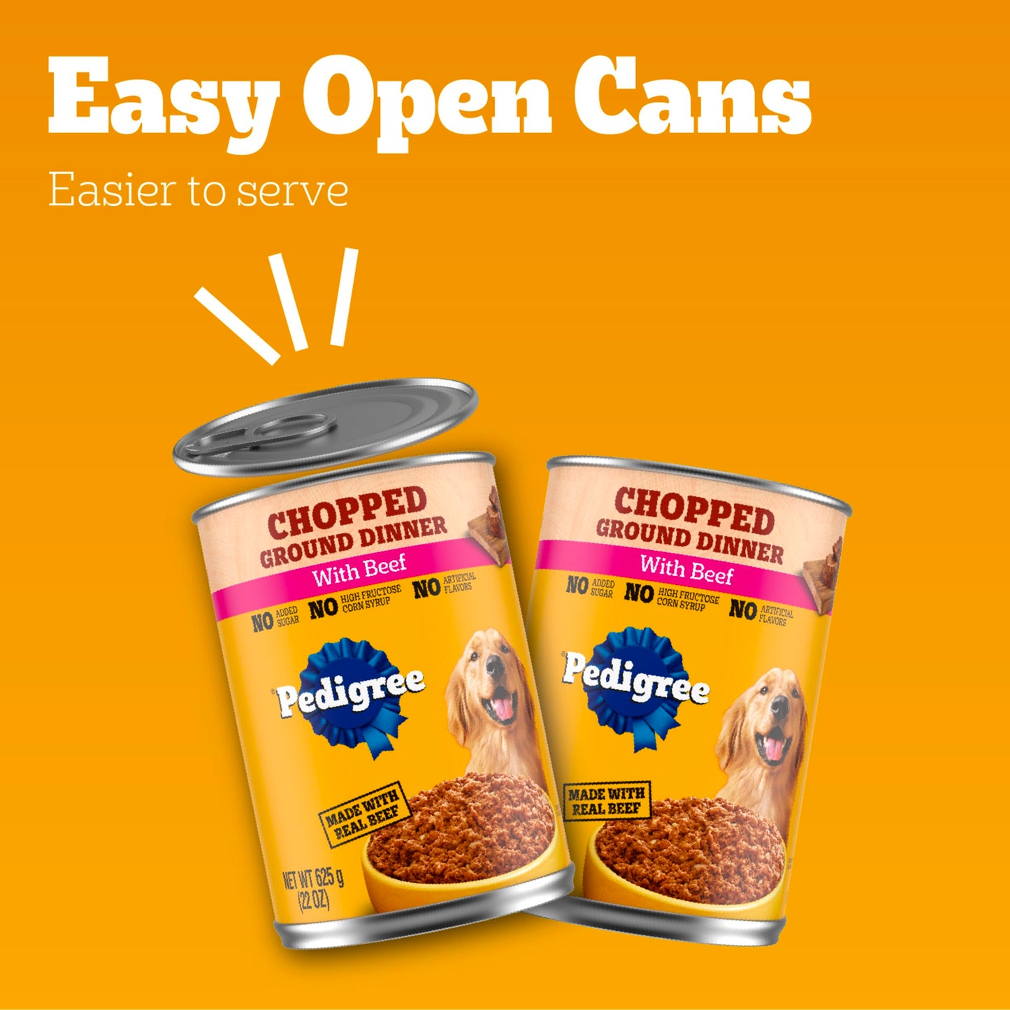 Pedigree Chopped Ground Dinner Adult Canned Soft Wet Dog Food Beef Flavor, 22 oz. Cans (12 Count, Pack of 1)