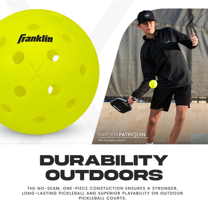 Franklin Sports Outdoor - X-40 Pickleball Balls - USA Pickleball (USAPA) Approved - 100 Bulk Pack Outside Pickleballs - Yellow - US Open Ball