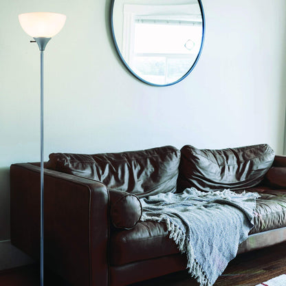 Newhouse Lighting NHFL-HE-SI Henry 71-inch Plastic and Metal Modern LED Floor Lamp Stand with Rotary Switch for Bedrooms, Living Room | Durable Floor Lamp For Home, Office, Reading (Silver)