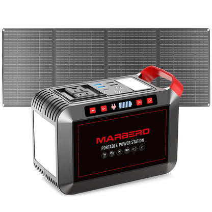 MARBERO 237Wh Solar Generator with Solar Panel Included Portable Power Station 300W Pure Sine Wave with Foldable Solar Panel 60W Set for Camping Outdoor Hiking Fishing Emergency