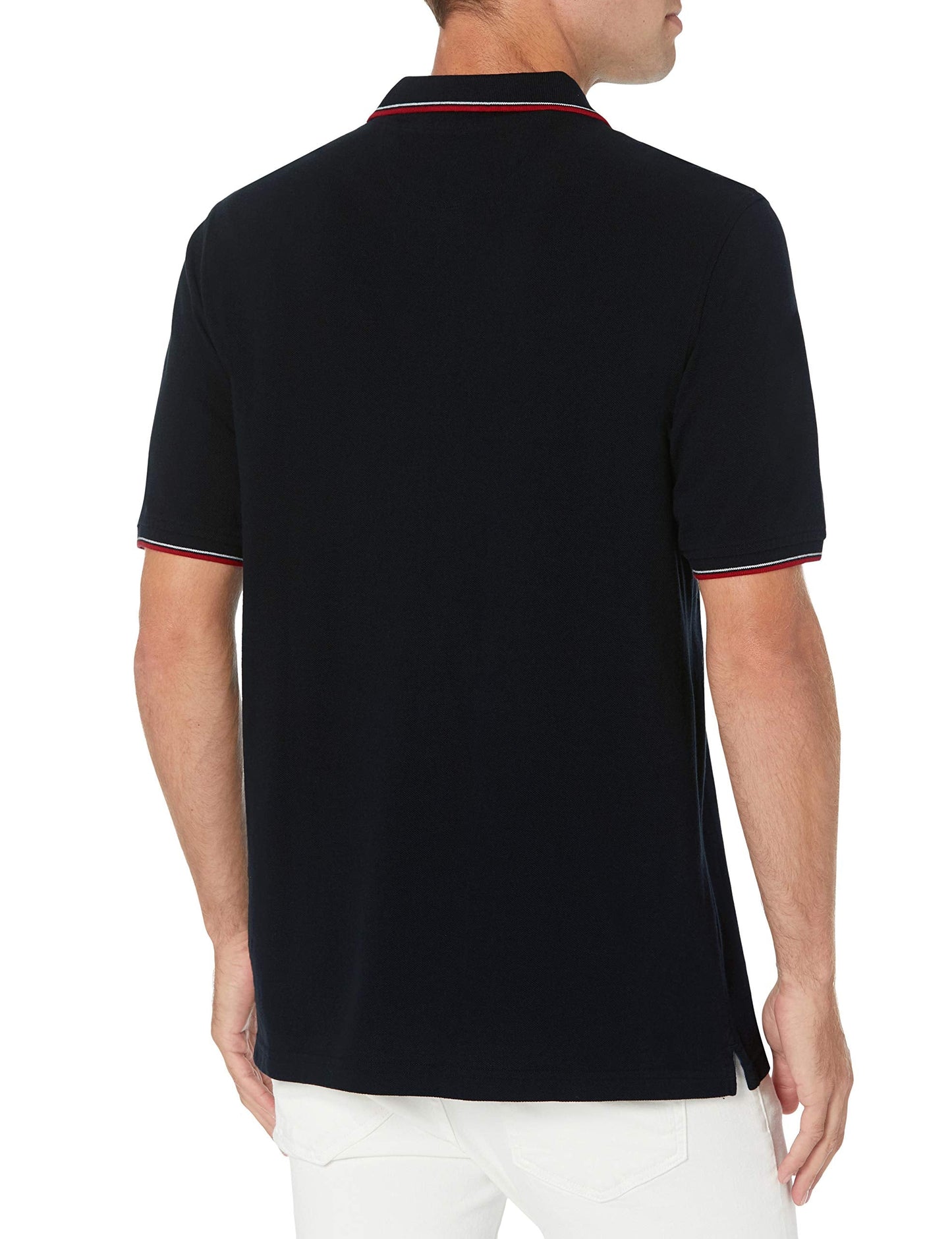 Amazon Essentials Men's Regular-Fit Cotton Pique Polo Shirt (Available in Big & Tall), Black Red White Thin Stripe, X-Large