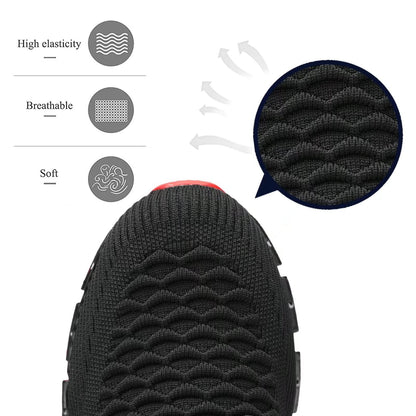 Men's Slip on Walking Running Shoes Blade Tennis Casual Fashion Sneakers Comfort Non Slip Work Sport Athletic Trainer Black/Red