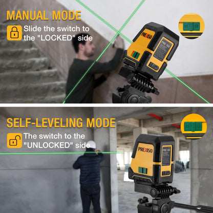 PREXISO Laser Level with Tripod - 100Ft Rechargeable Dual Modules Line Laser, Self Leveling Wide Angle Cross Leveler Tool for Construction, Floor Tile Renovation with Magnetic Base, Target Plate, Bag