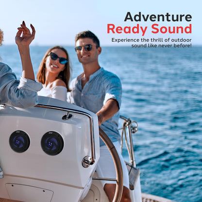 Pyle Marine Waterproof Speakers 6.5” - Low Profile Slim Style Wakeboard Tower and Weather Resistant Outdoor Audio Stereo Sound System with LED Lights and 240 Watt Power - 1 Pair in Black - PLMRS63BL