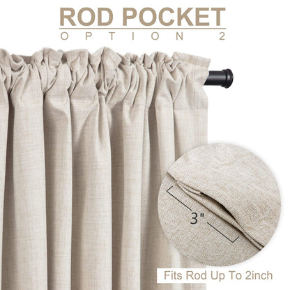 100% Blackout Shield Linen Blackout Curtains for Bedroom 84 Inches Long, Back Tab/Rod Pocket Living Room Drapes, Thermal Insulated Blackout Curtains 2 Panels Set, 50" W x 84" L, Cream