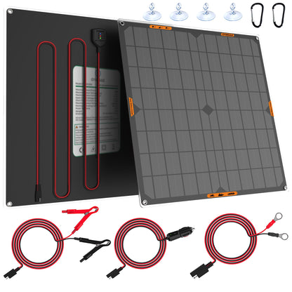 OYMSAE 20W 12V Solar Panel Car Battery Charger Portable Waterproof Power Trickle Battery Charger & Maintainer for Car Boat Automotive RV with Cigarette Lighter Plug & Alligator Clip