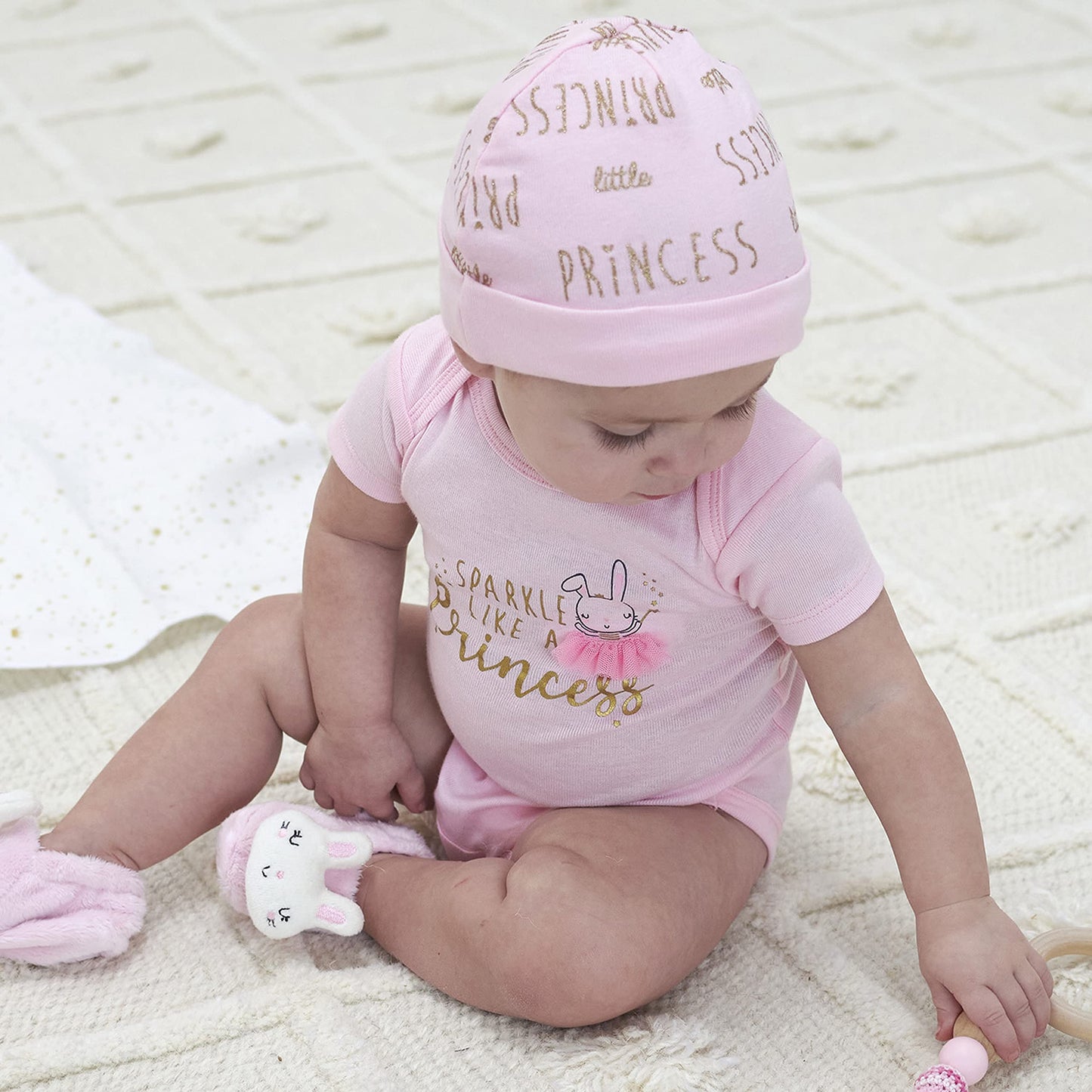 Gerber Baby Girls Cap and Mitten Sets 8pc Pink Princess Newborn