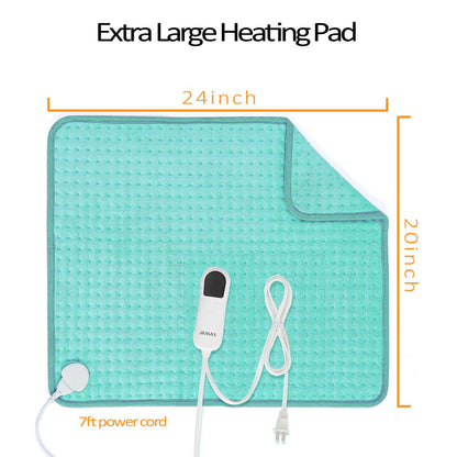 Heating Pad for Back Pain Relief & Cramps - Electric Heating Pads with Auto Shut Off -10 Heat Settings 6 Level Timer Dry & Moist Heat Pads Machine Washable - XXL Heating Pads (20"x24" Green)