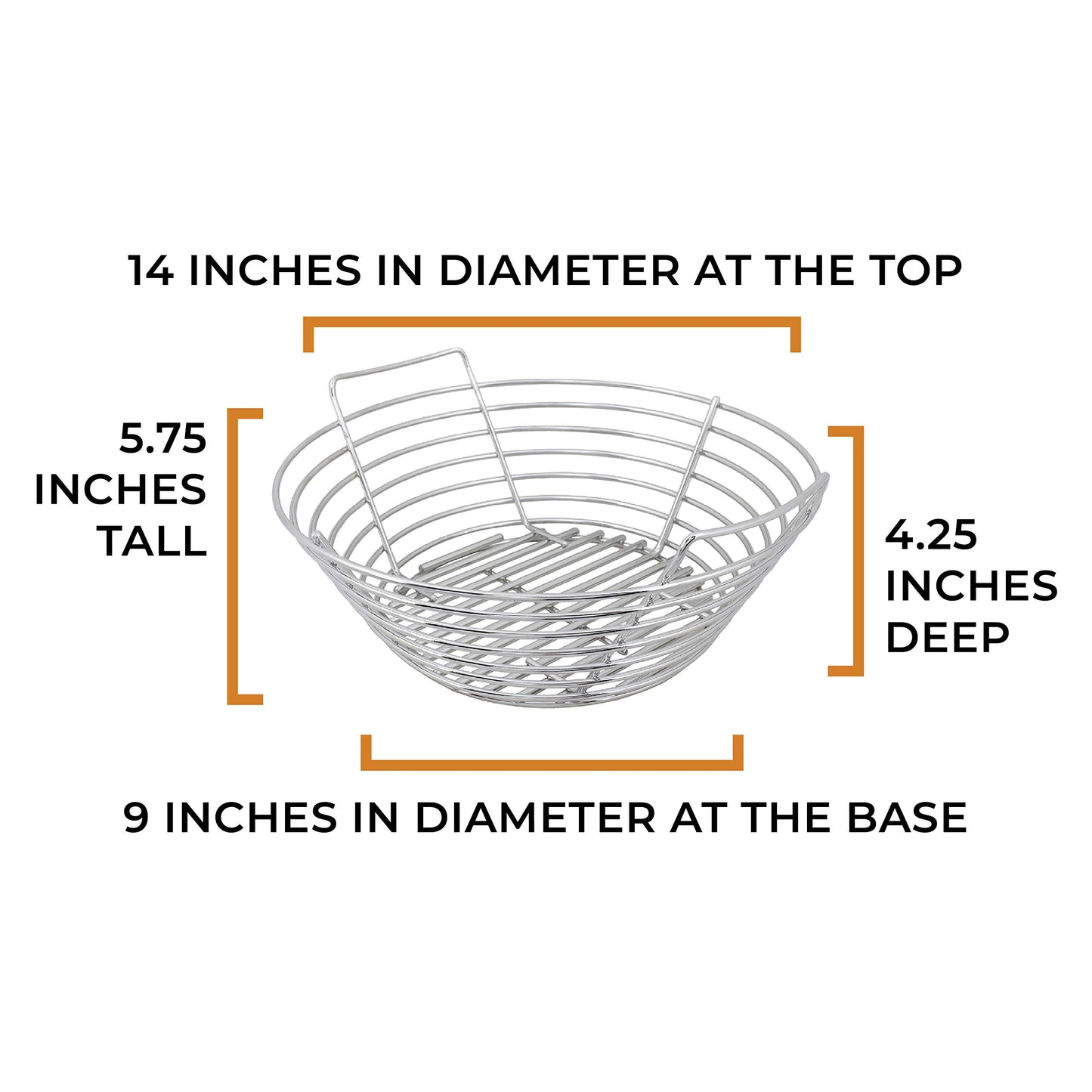 Kick Ash Basket Stainless Steel Charcoal Ash Basket, Fits Big Green Egg Grill, Large - Designed in Wisconsin