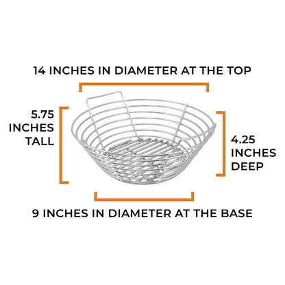 Kick Ash Basket Stainless Steel Charcoal Ash Basket, Fits Big Green Egg Grill, Large - Designed in Wisconsin