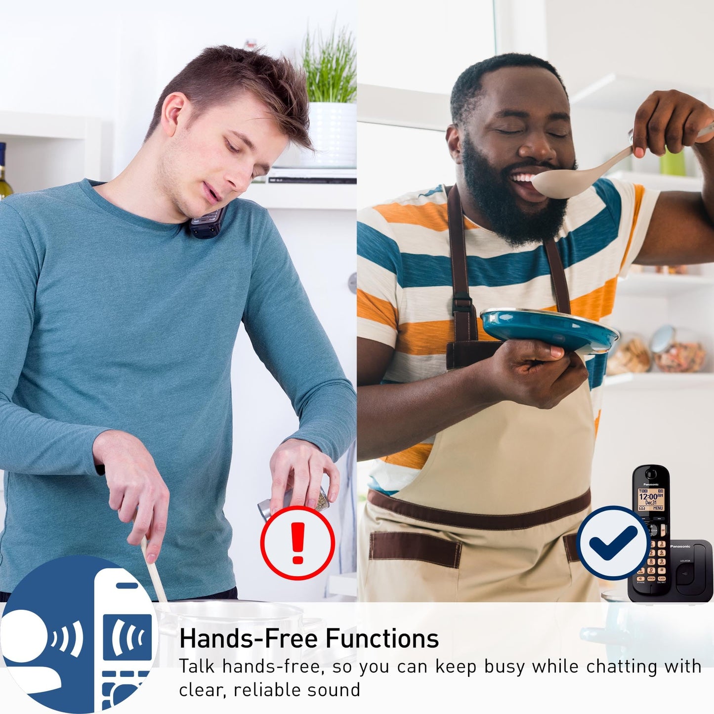 Panasonic Cordless Phone, 1.6" Backlit Display, Call Block, Speakerphone, 10 Hours Talk Time, 1 Handset - KX-TGC200B (Black)