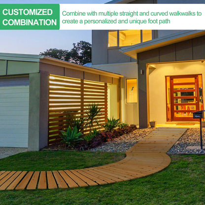 RELIANCER 8' Wooden Garden Pathway,Outdoor Roll Out Cedar Straight Walkway,Patio Path Decorative Garden Boardwalk Walkways,Weather-Resistant Roll Up Beach Wood Road Floor,Wedding Party Pathways
