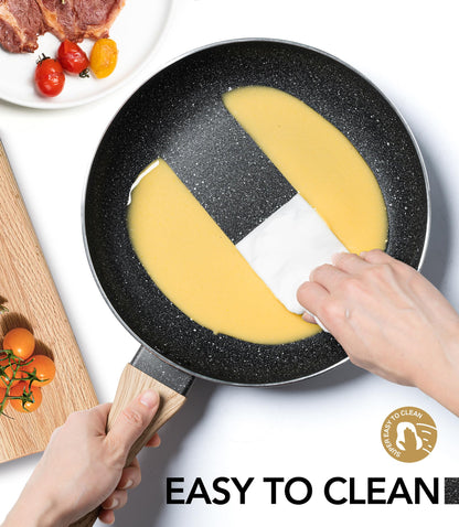 MICHELANGELO Non Stick Frying Pans - 8"+9.5"+11" Nonstick Frying Pan Set with Non-Toxic Stone Coating, Frying Pans Nonstick with Anti-Scald Handle, Induction Compatible