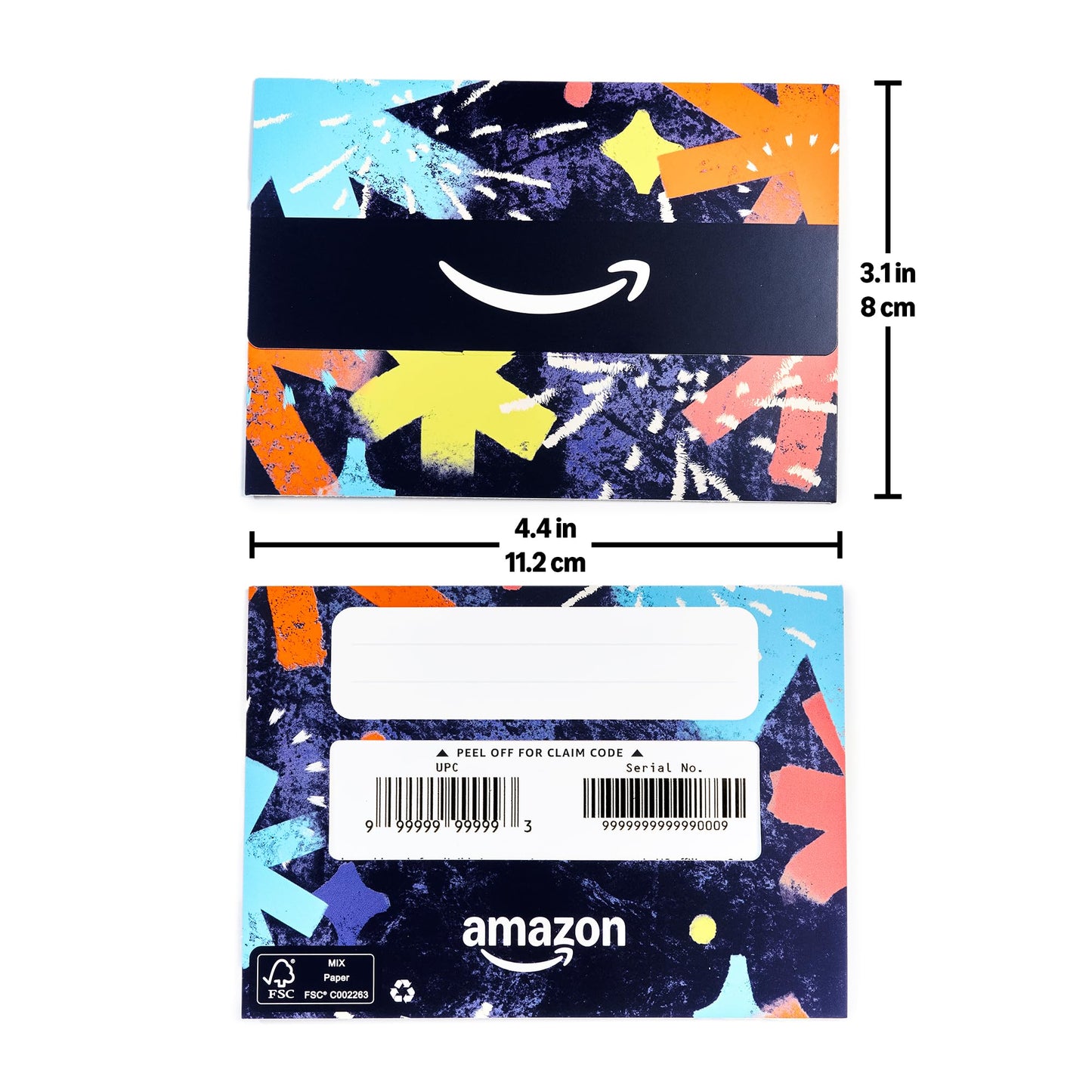 Amazon Physical Gift Card in Mini Envelope - Dazzling Fireworks | New Years, Christmas, Birthday, Graduation, Congrats