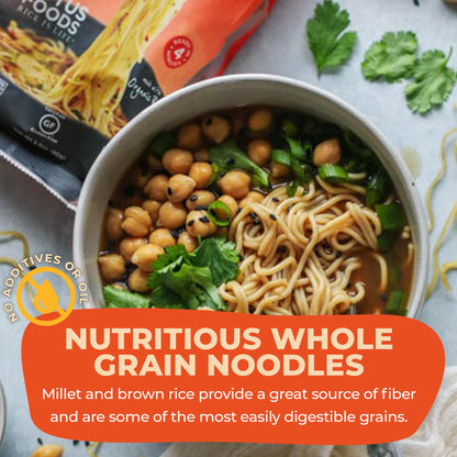 Lotus Foods Bulk Food Organic Millet & Brown Rice Ramen Noodles with Red Miso Soup, Gluten-Free Easy to Cook & Healthy Japanese Noodles with Instant Gourmet Broth, 2.8 Oz (Pack of 10)