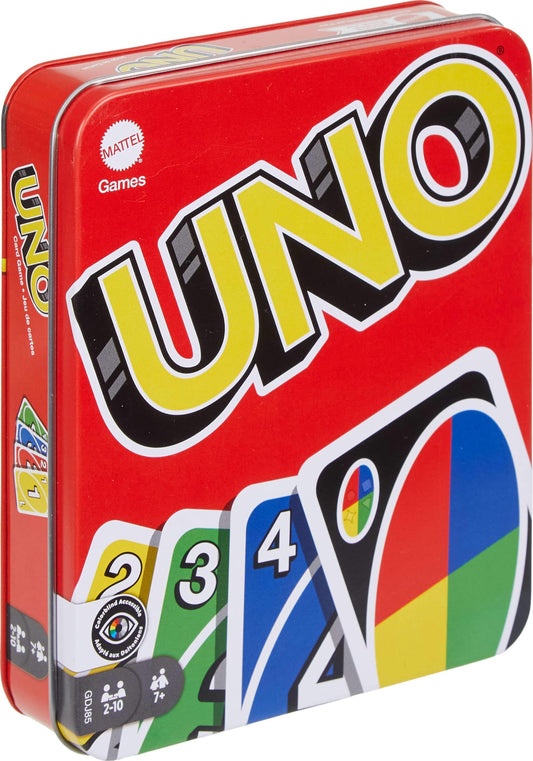 Mattel Games UNO Card Game in a Collectible Storage Tin for Kids, Adults, Families, Parties & Travel, 2 to 10 Players (Amazon Exclusive) (Amazon Exclusive)