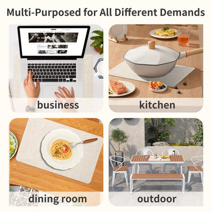 Maxpearl Faux Leather Placemats Set of 6 - Waterproof - Wipe Clean - Heat Resistant - Anti Slip Dining Table Place Mats, Suitable for Indoor & Outdoor Use, 17’’×12’’, Beige