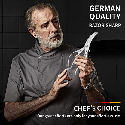 MAD SHARK Heavy Duty Poultry Shears, Kitchen Shears with Non-Slip Handle & Safety Lock, All Purpose Kitchen Scissors for Chicken, Meat Cutting, Turkey, Fish, Vegetables, Spring Loaded, Dishwasher Safe