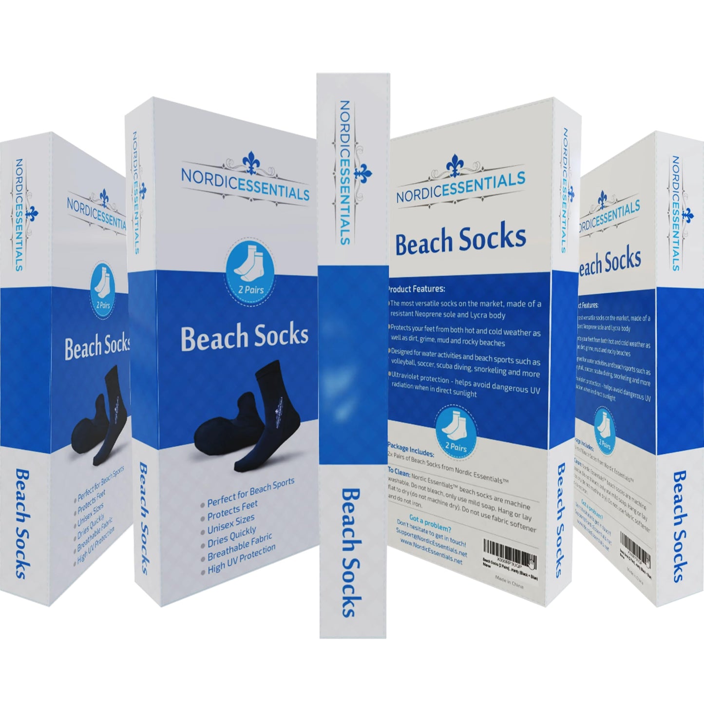 Nordic Essentials Aqua Beach Socks - 1 Pair - For Sand Soccer, Volleyball, Swim, Diving, Snorkel Equipment for Men, Women, Kids, Youth - Neoprene Lycra Waterproof Booties - Sun Protection S - Black