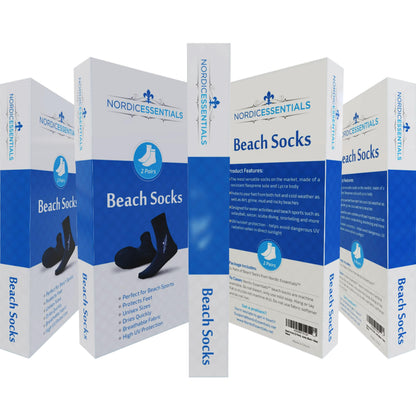 Nordic Essentials Aqua Beach Socks - 1 Pair - For Sand Soccer, Volleyball, Swim, Diving, Snorkel Equipment for Men, Women, Kids, Youth - Neoprene Lycra Waterproof Booties - Sun Protection S - Black