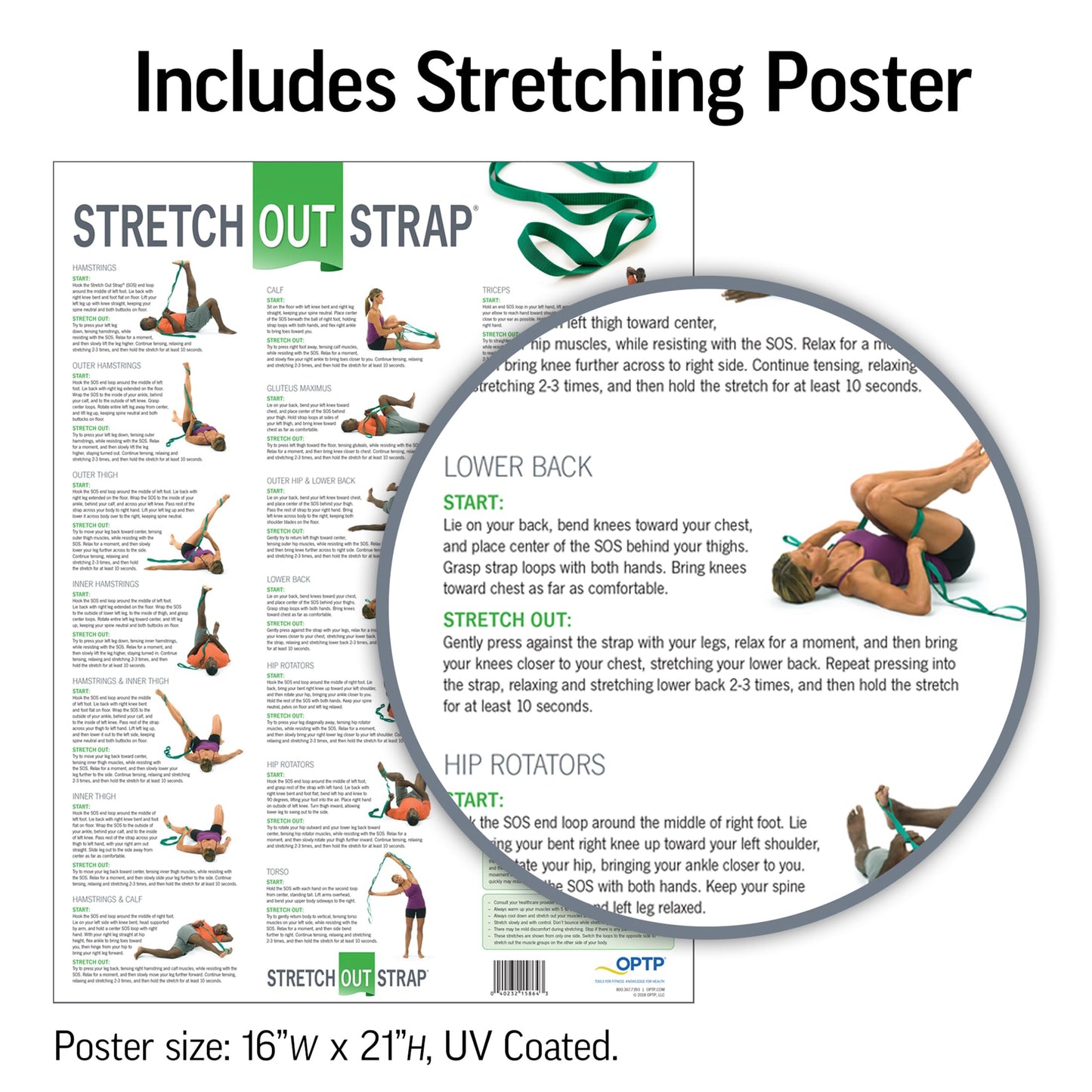 OPTP The Original Stretch Out Strap with Exercise Poster, USA Made Top Choice Stretch Out Straps for Physical Therapy, Yoga Stretching Strap or Knee Therapy Strap