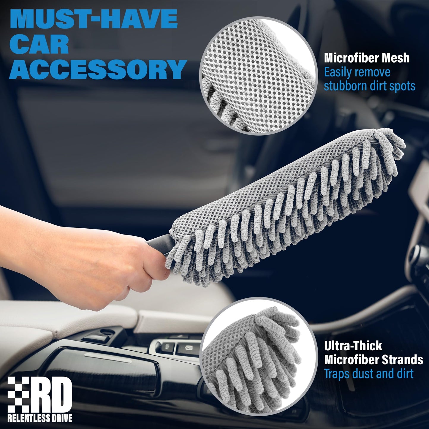 Interior Car Cleaner Duster Brush (Lint & Scratch Free) Car Accessories for Women