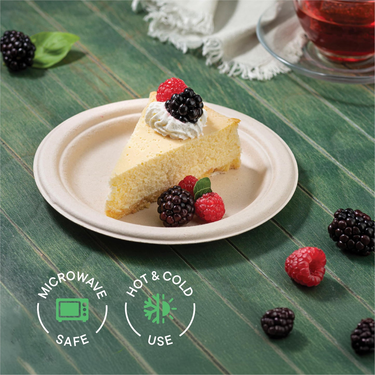 Paper Plates, 100% Compostable Heavy Duty, Disposable 7 Inch, Small Dessert Plate - [125-Pack] - {PFAS-Free} - {BPI Certified} Eco-Friendly, Biodegradable Bagasse Natural Brown 7" Small Plates