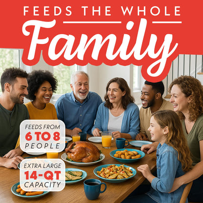 Gourmia Air Fryer Toaster Oven Combo - All-in-One 14-Quart Digital Air Fryer Toaster Oven with Rotisserie & Dehydrator – 12 Presets, Guided Cooking Prompts, 1750W, Dishwasher-Safe Accessories